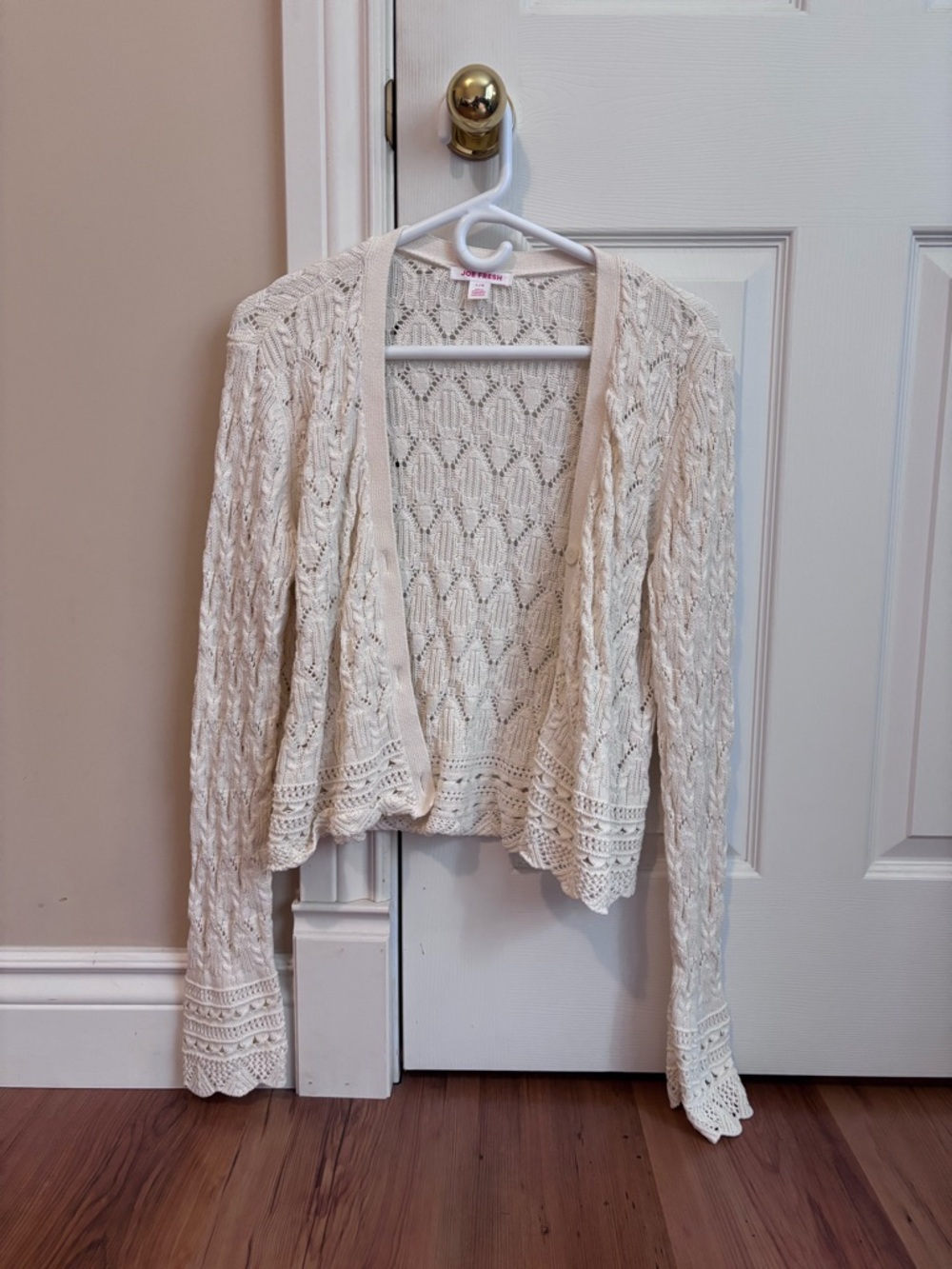 Joe Fresh Ivory Crochet Open-Front Cardigan